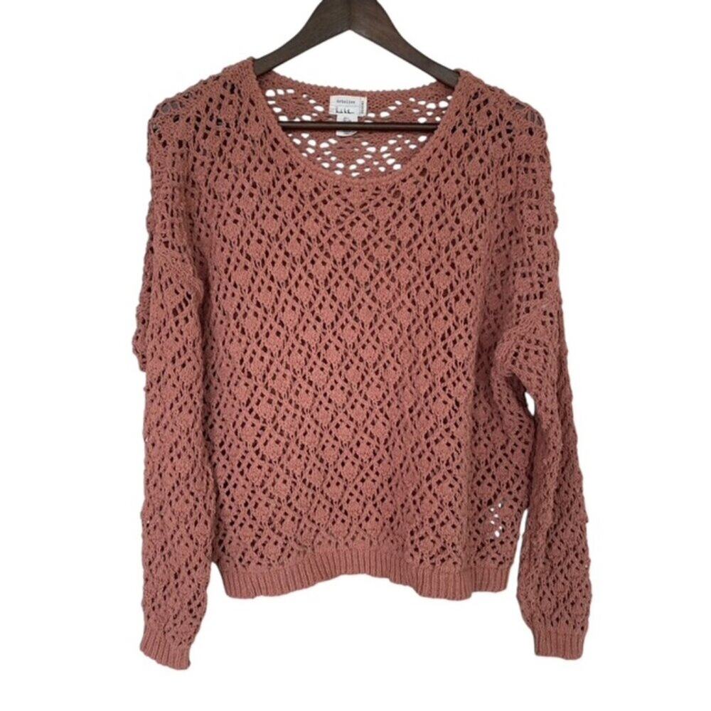 Artelier Nicole Miller Dusty Rose Loose Knit Sweater - Large
